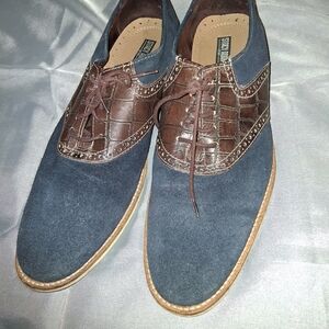 Stacy Adams Brown and Navy Crocodile Oxfords